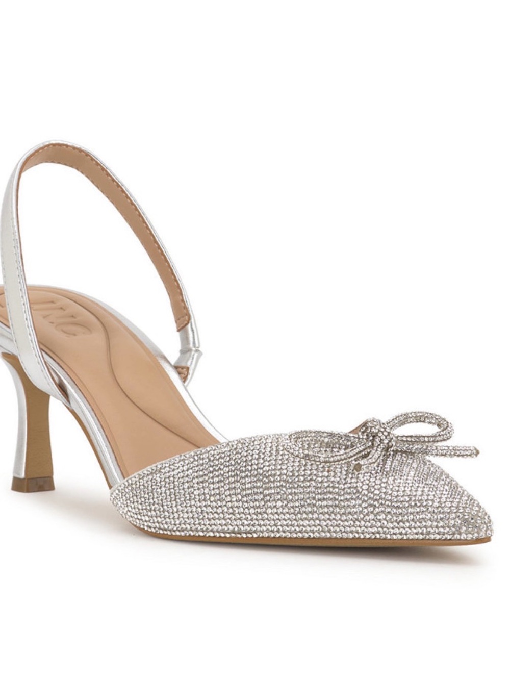 INC International Concepts Silver Crystal Slingback Pointed Pumps
